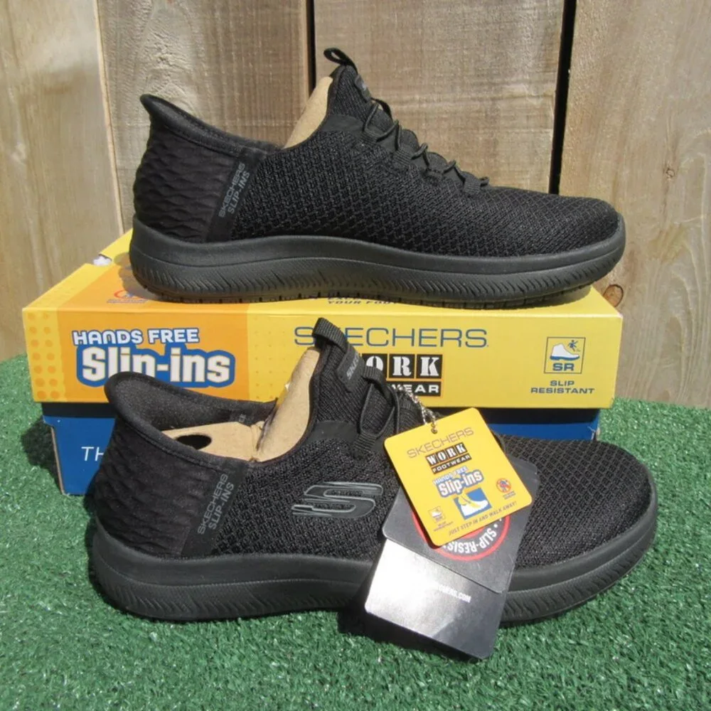 Brand New Skechers Enslee Black Slip Ins Slip Resistant Sneakers Shoes Size 7.5 - Picture 4 of 7